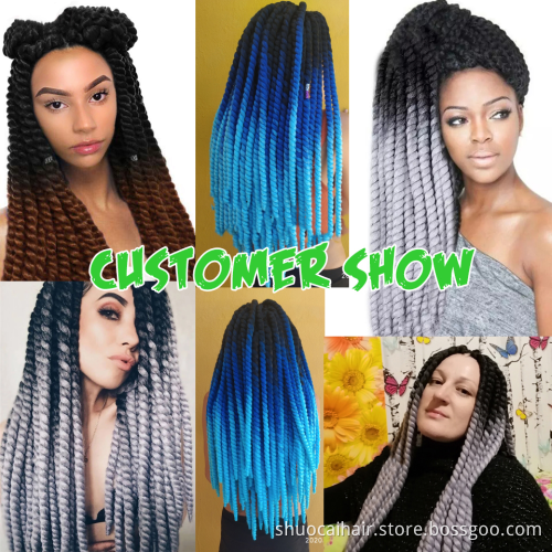 best price Twist Hair Jumbo Crochet Braids 22 inch 120g 20 Color Ombre Synthetic Crochet Hair Braiding Hair for women 2020